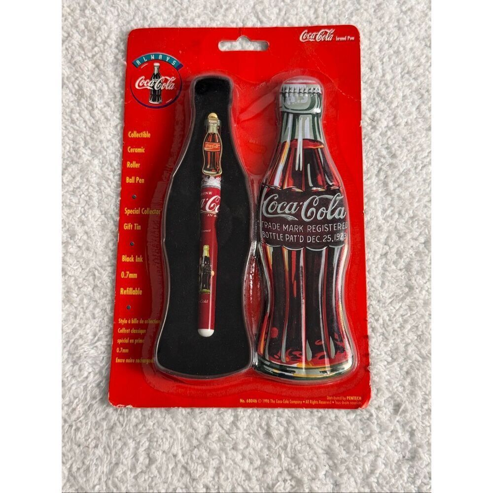 Vintage 1996 Coca Cola Ceramic Roller Ball Pen with Gift Tin